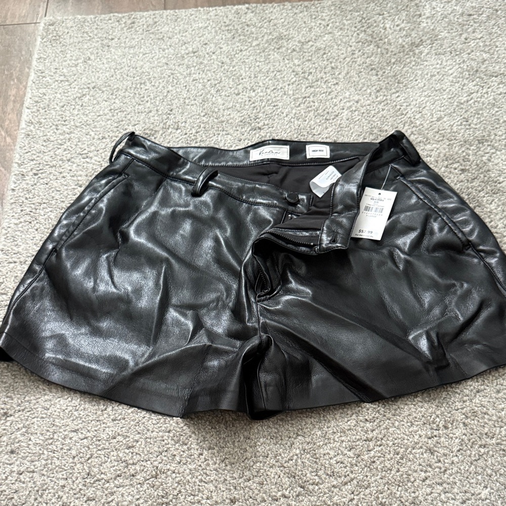 KanCan Black High Waist Leather Shorts